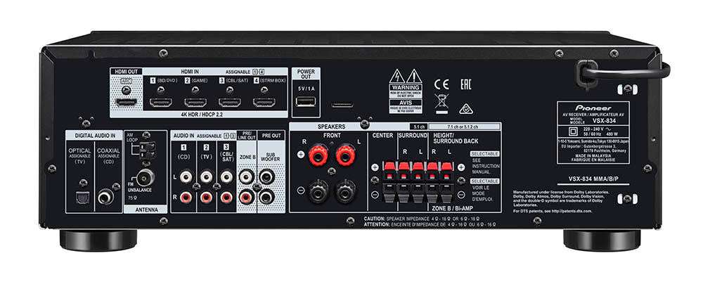 Pioneer 先鋒 VSX - 834 7.2聲道 AV環繞擴音機 - Fever Electrics 電器熱網購平台