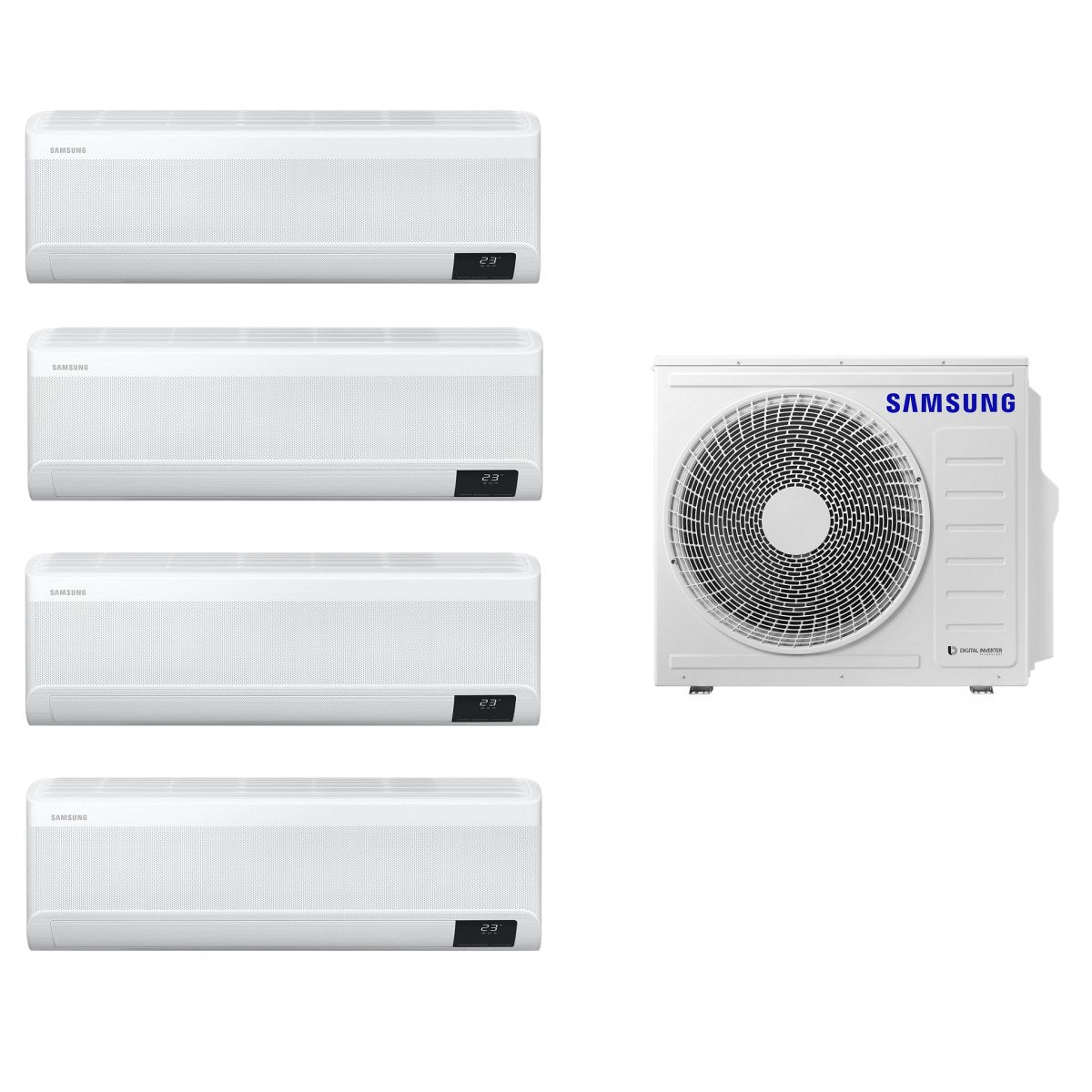 Samsung 三星 AJ080TXJ4KH/EA + AJ020 + AJ020 + AJ025 + AJ050 1拖4機 3/4匹+3/4匹+1匹+2匹 變頻冷暖 多聯式掛牆分體式冷氣機 - Fever Electrics 電器熱網購平台