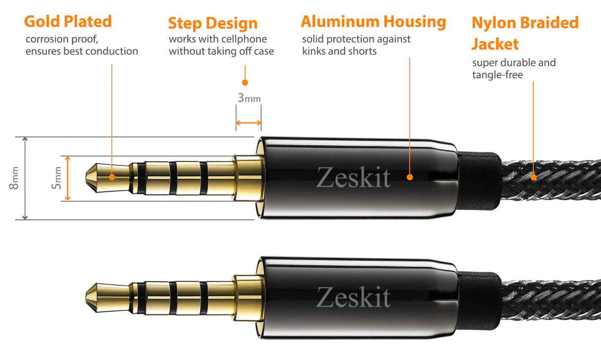 Zeskit 3.5mm Premium 立體聲音頻線 - Fever Electrics 電器熱網購平台